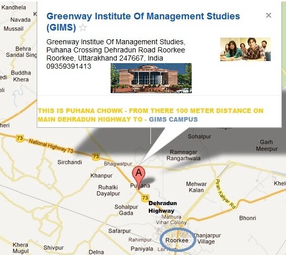 greenway institute FOR management studies roorkee Location
